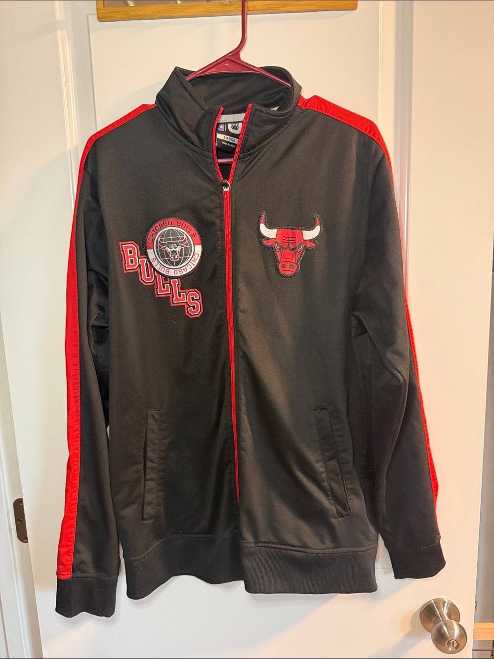 NBA Chicago Bulls Black and Red Lightweight Track Jacket